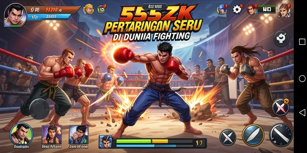 Tampilan gameplay Fighting yang menegangkan di 555ZK.