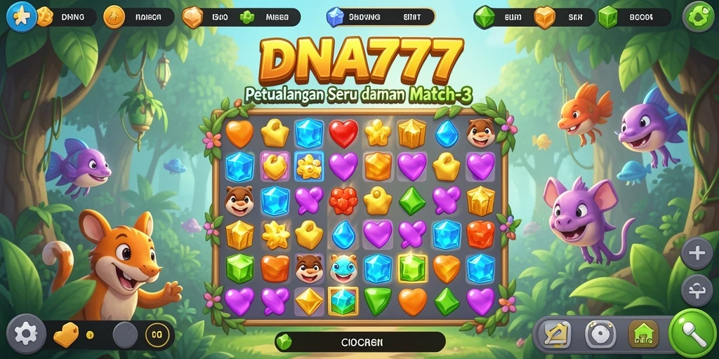 Tampilan gameplay DNA777 yang menarik dan penuh warna di setiap level.