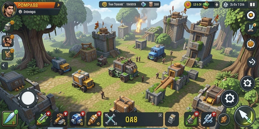 Tangkap momen seru saat menghadapi serangan musuh dalam gameplay Tower Defense.