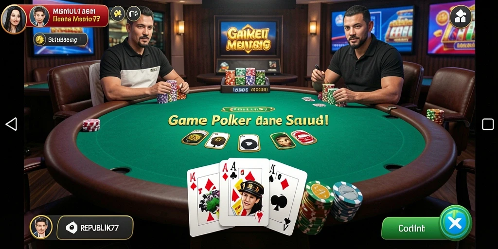 Tampilan gameplay menarik dari permainan Poker REPUBLIK77.