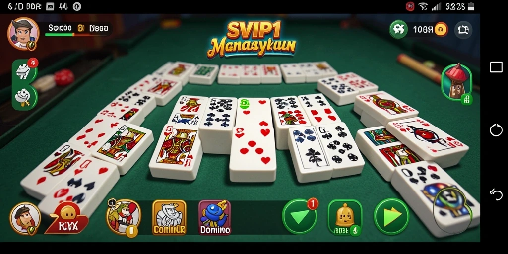 Tampilan gameplay seru pada aplikasi SVIP1 untuk permainan Domino.